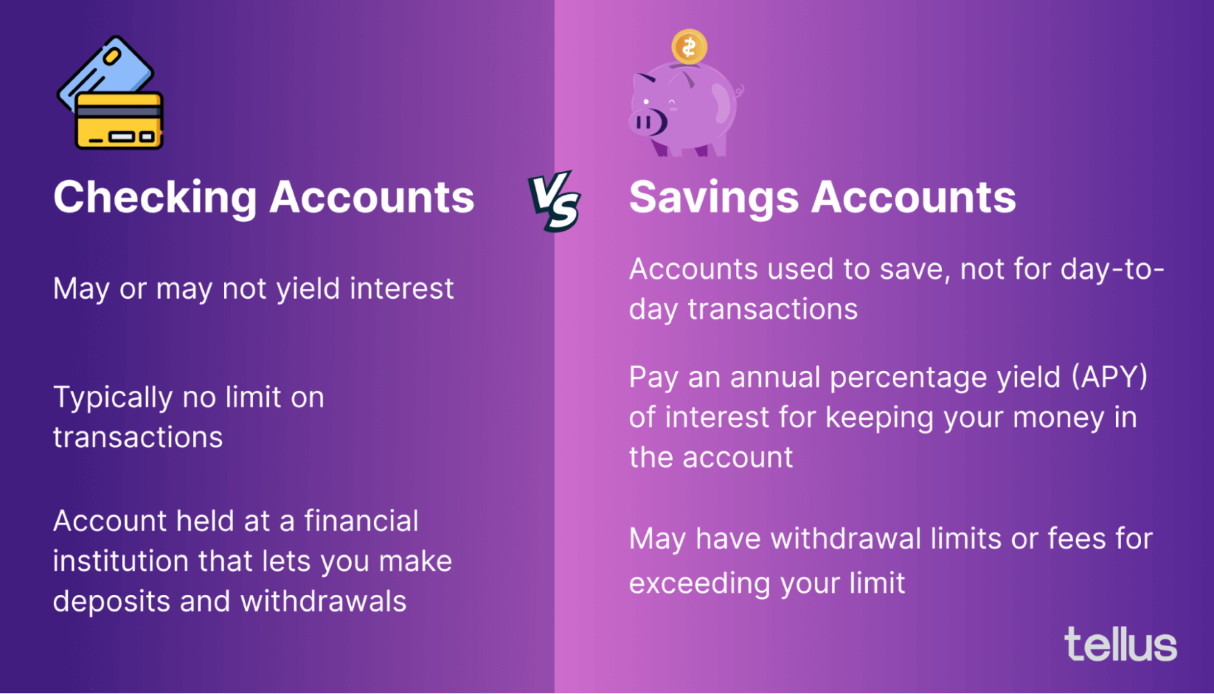 Infographic showing the differences between checking and savings accounts
