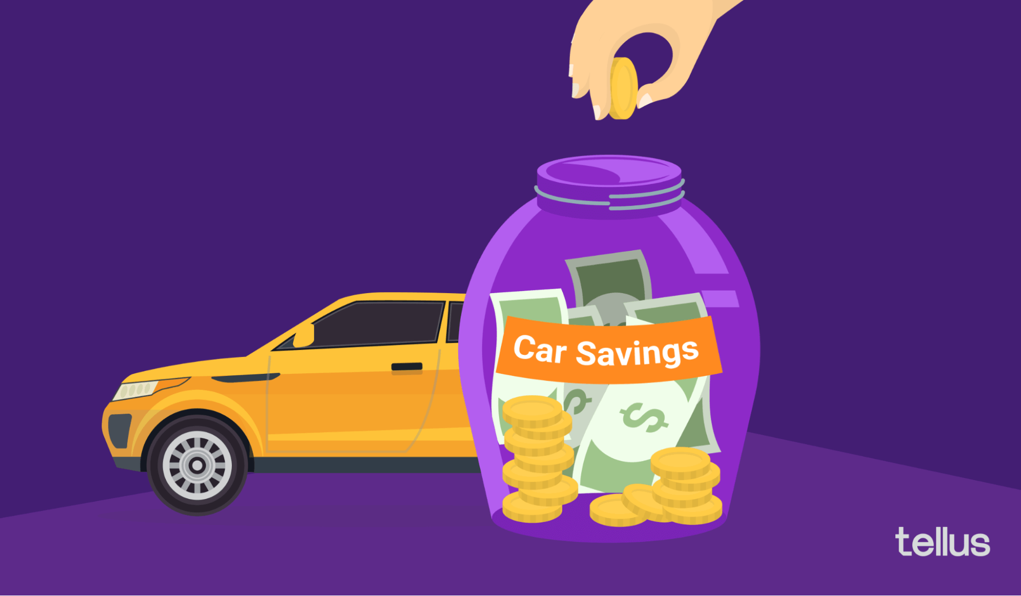 Jar of car savings money