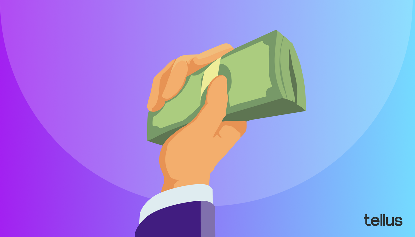 Illustration of person holding cash