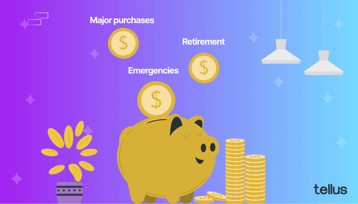 Piggy bank with coins falling into it